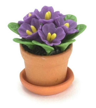 Dollhouse Miniature African Violets, Purple